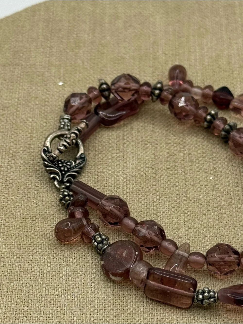 Handcrafted purple Glass Beaded Women's Bracelet